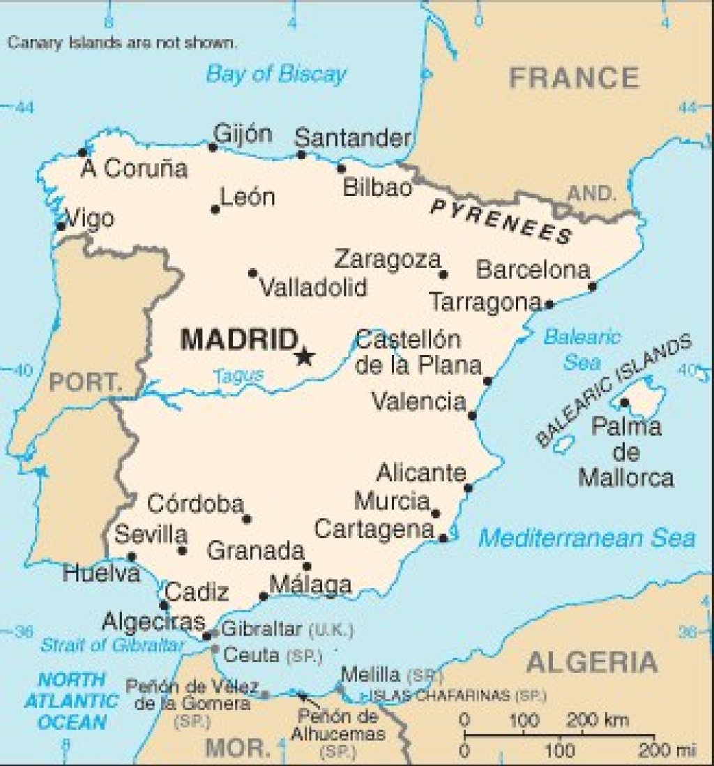 Χάρτης Ισπανίας.